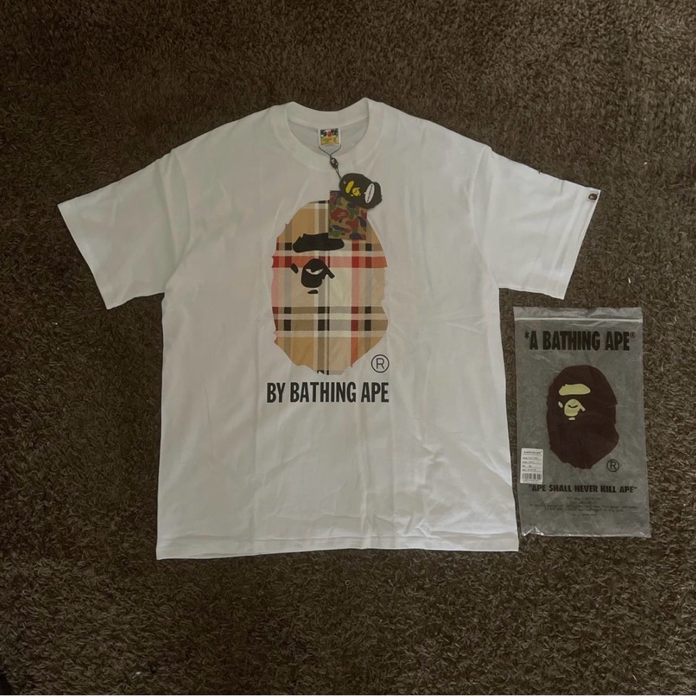 Bape White T-Shirt with Camo Graphic